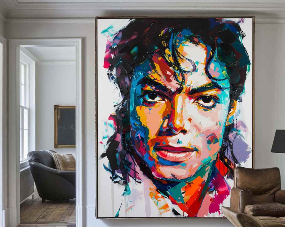 Original Man Face Painting Male Portrait Wall Art Man Abstract Painting On Colorful Portrait Painting Large Male Figure Texture Art