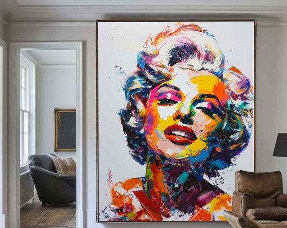 Marilyn Monroe Pop Art Portrait Vibrant Colorful Canvas Art Poster