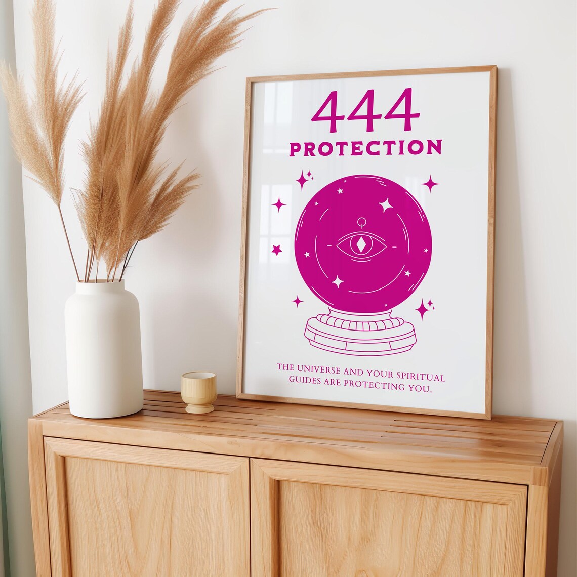 Angel Number 444 Protection Spiritual Crystal Ball Eye Wall Art