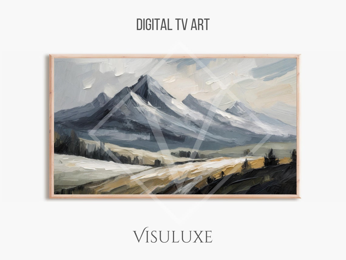 Gray Sage Mountain Range Quiet Valley Soft Neutral Landscape Poster