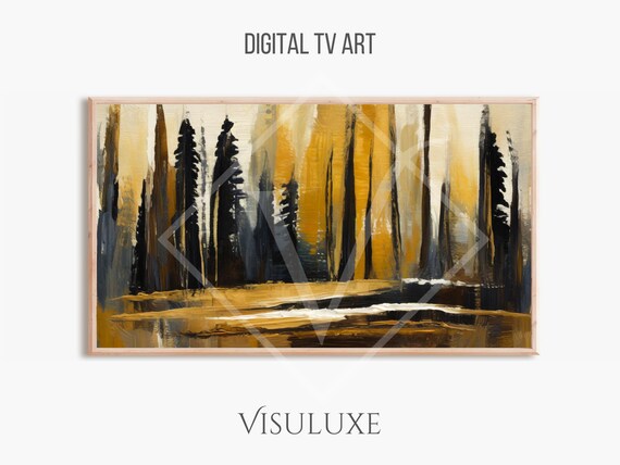 Dark Abstract Trees Painting Frame Tv Art Dark Abstract Trees Oil Painting Heavy Brushstrokes Abstract Tree Art Screensaver Tv 169 Ar