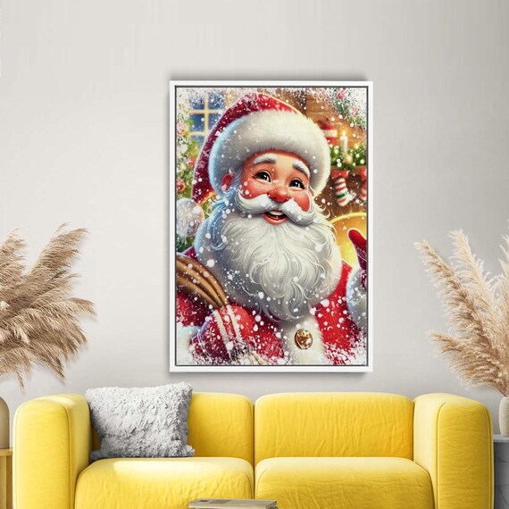 Jolly Santa Claus Snowy Winter Christmas Holiday Portrait Poster