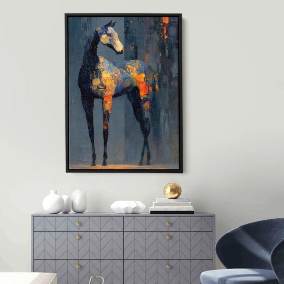 Colorful Abstract Horse Canvas Print Bold Modern Art Vibrant Painting For Living Room Rustic Animal Wall Decor