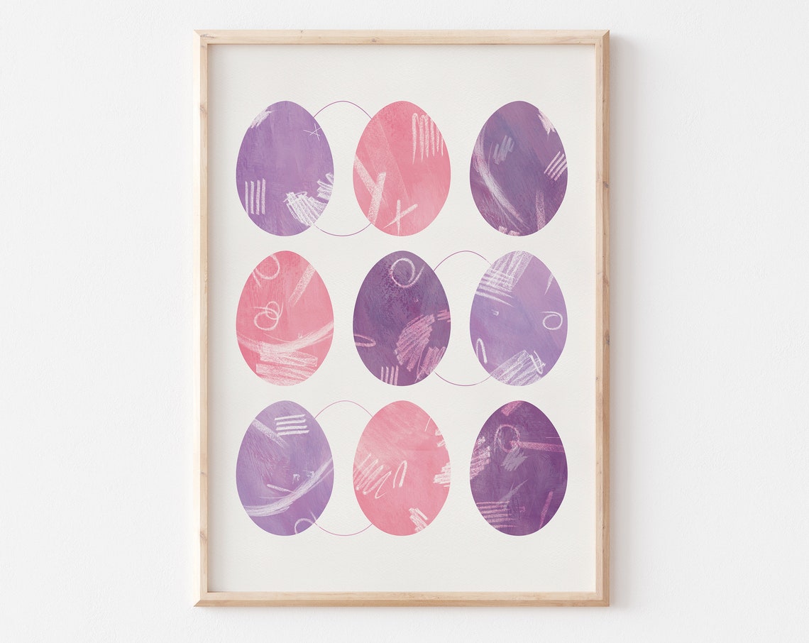 Pastel Easter Eggs Grid Minimal Pink Purple Spring Holiday Wall Art