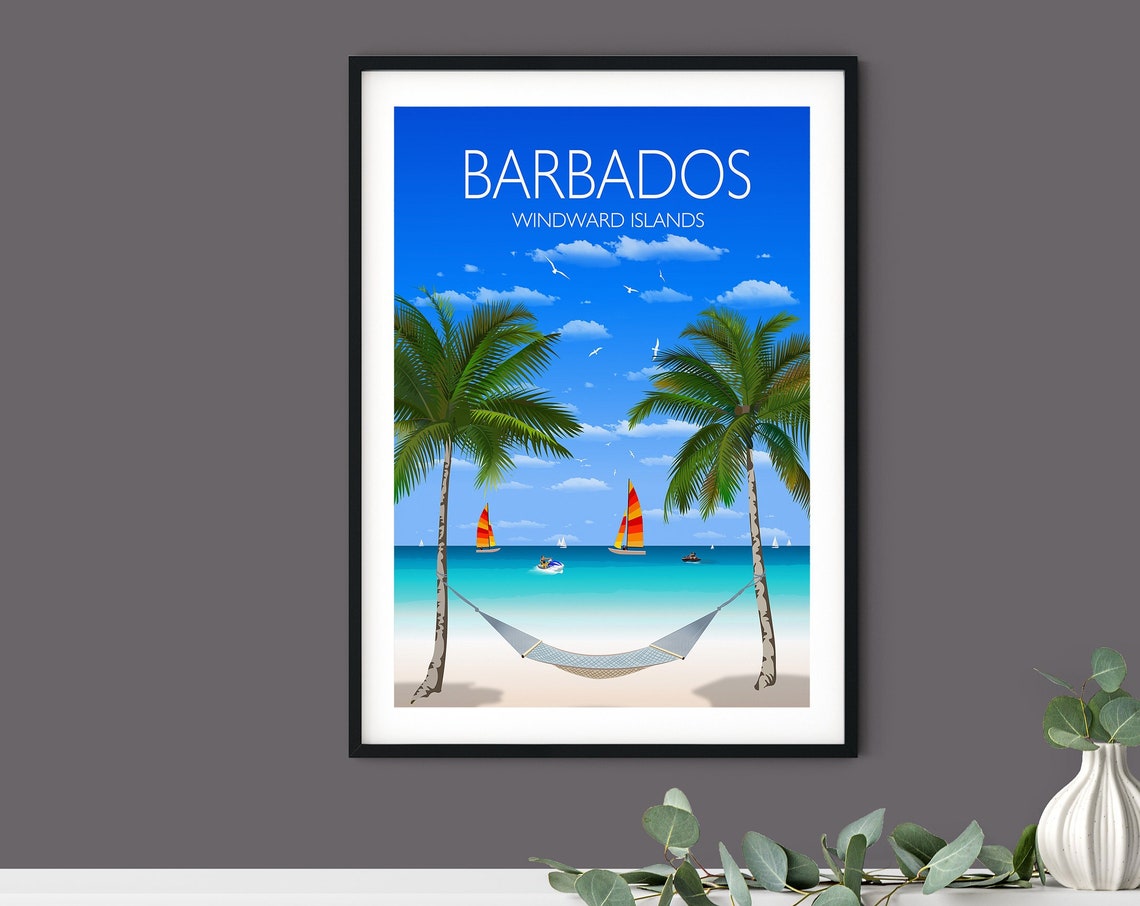 Travel Poster Of Barbados Travel Print Of Barbados Windward Islands Caribbean Travel Poster Barbados Print - Image 3