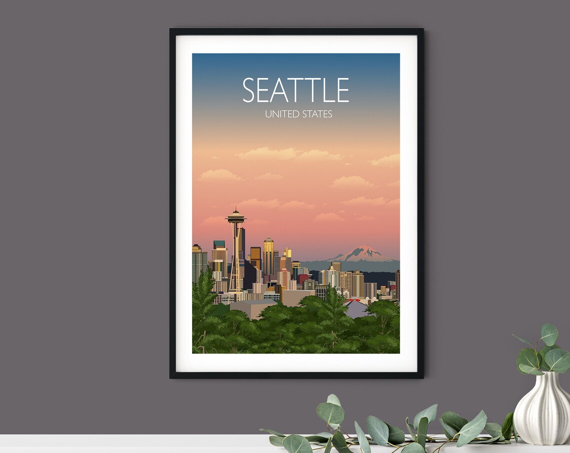Seattle Travel Poster, Cityscape Art Print - Image 5
