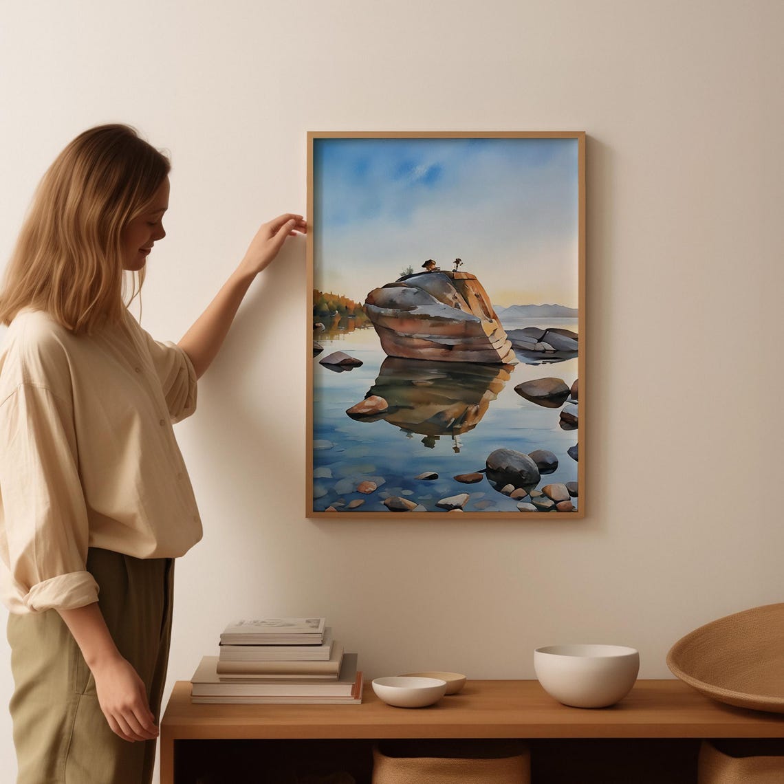 Lake Tahoe Watercolor Art Lake Tahoe Wall Art Lake Tahoe Painting Lake Tahoe Artwork Travel Poster Print Lake Tahoe Art Print - Image 3