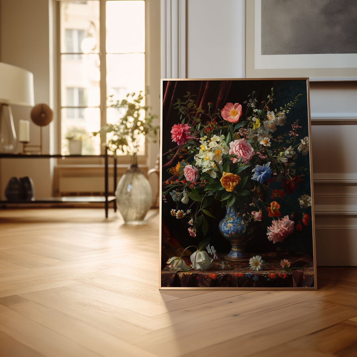 Dutch Old Master Flower Bouquet in Blue Vase Still Life Poster - Image 6
