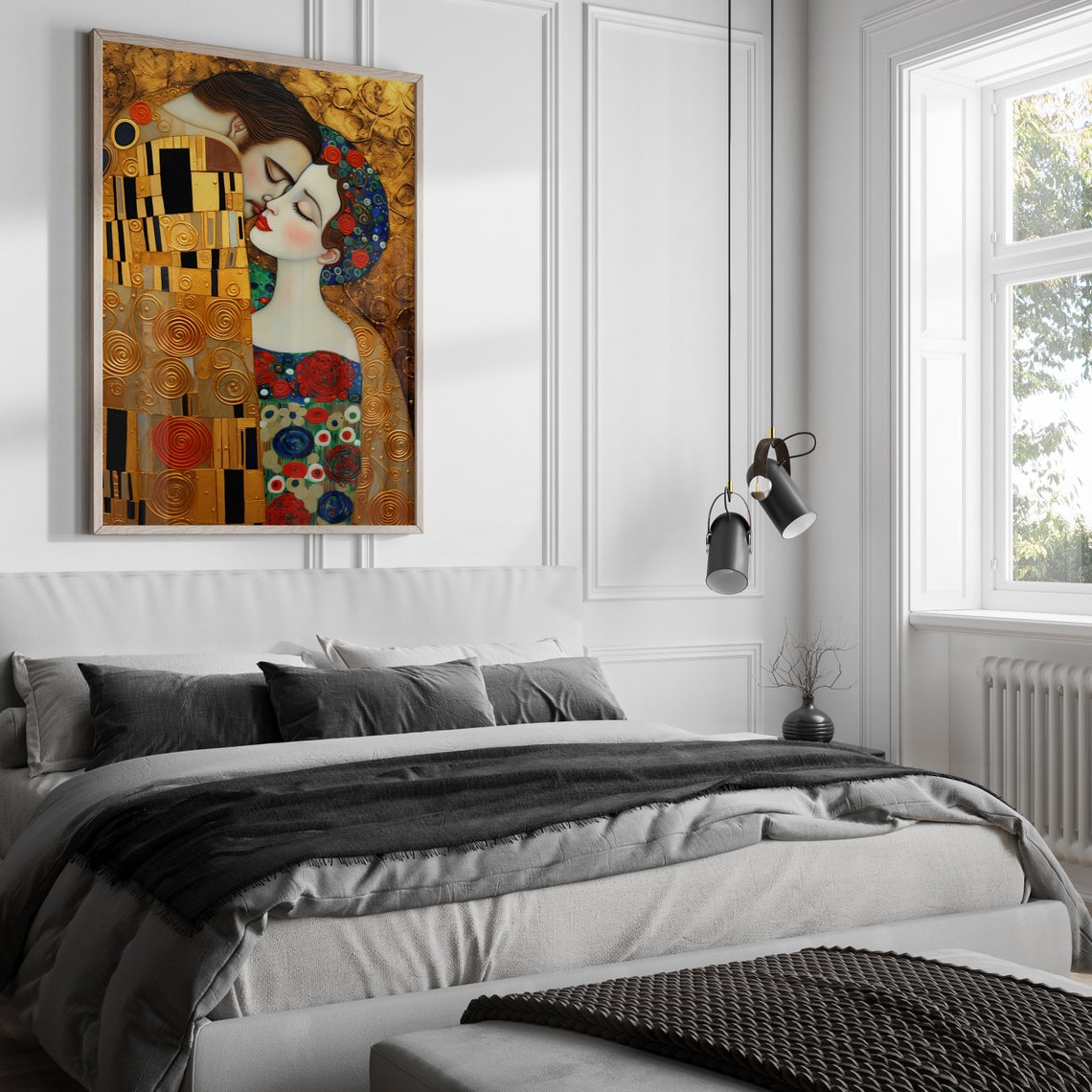 Romantic Connection Arts Modern Wall Decor Klimt Style Art Prints Instant Wall Art - Image 5