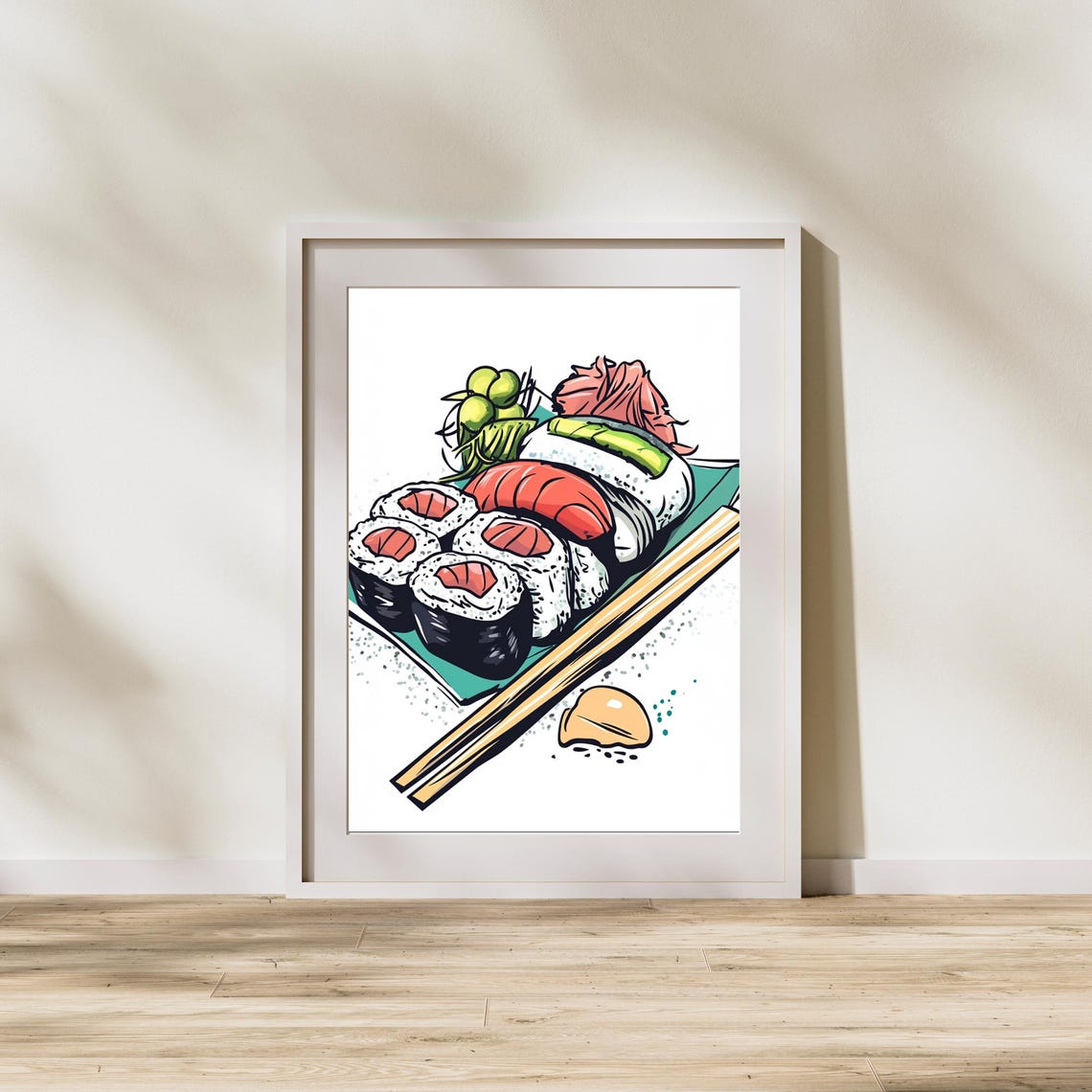 Colorful Sushi Platter With Chopsticks Japanese Food Art Poster - Image 2