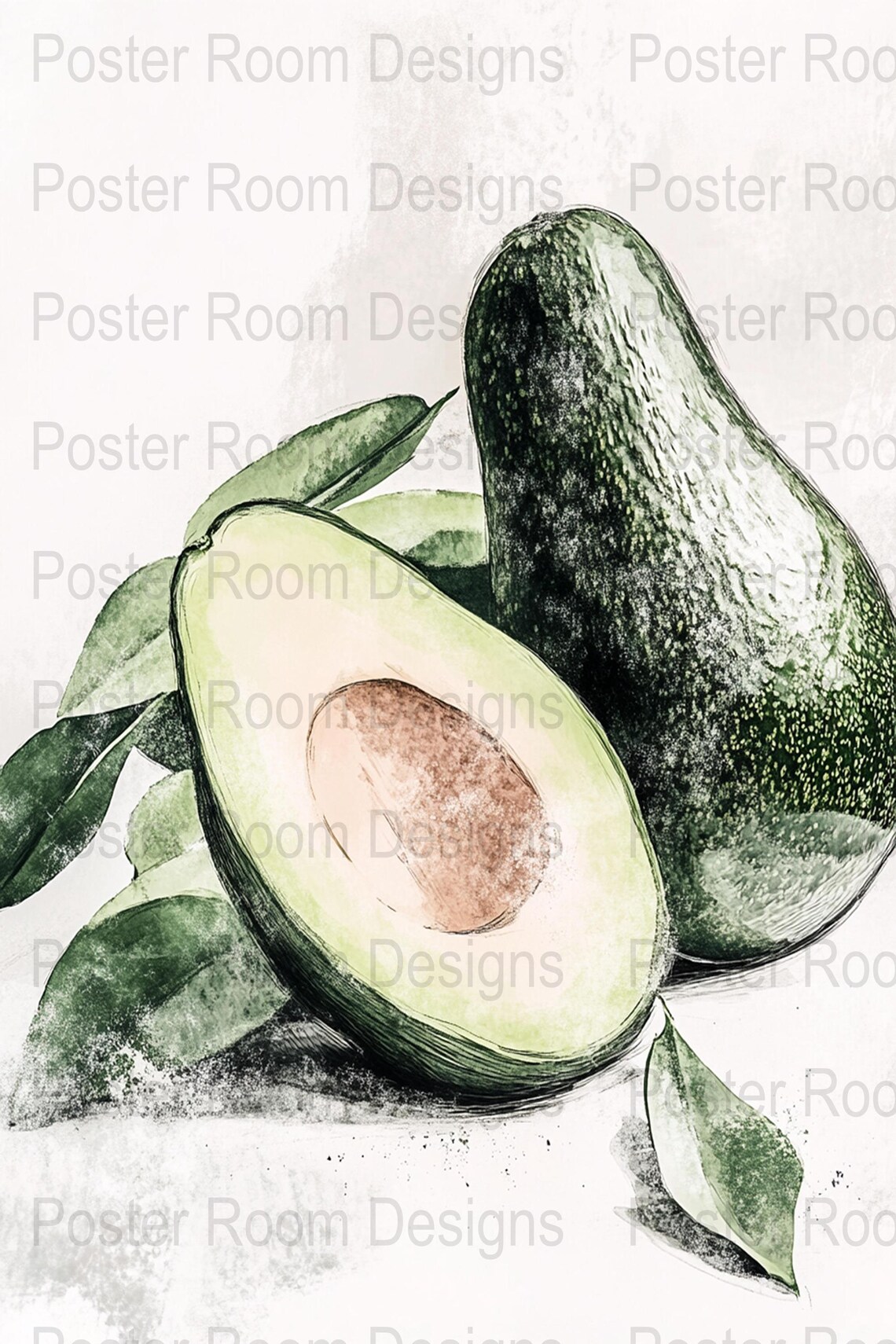 Avocado Art Print Kitchen Wall Decor Watercolor Fruit Print Farmhouse Style Wall Art Home Decor - Image 3
