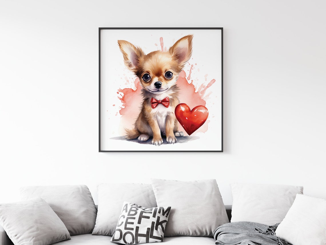 Watercolor Cute Chihuahua Chihuahua Framed Poster Cute Dog Watercolor Painting Chihuahua Art Dog Wall Art Dog Lover Gifts Lovely Dog - Image 2