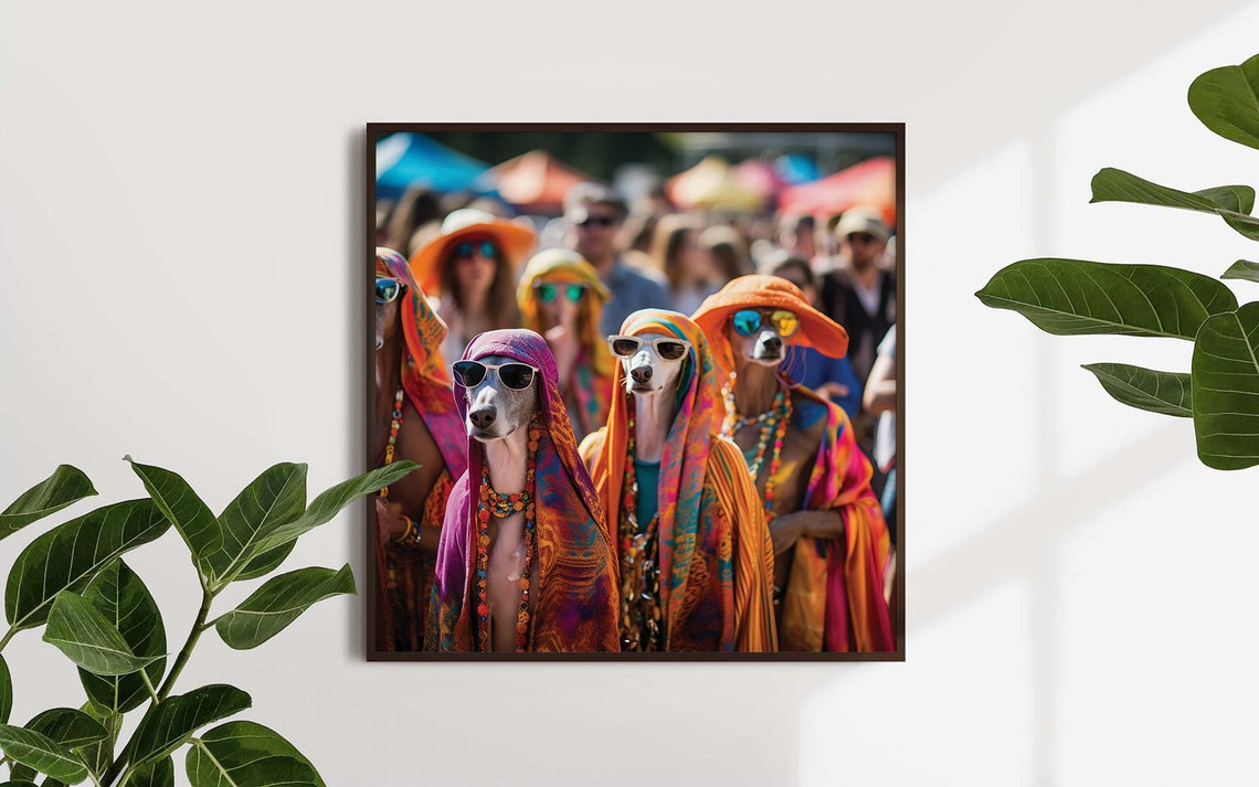 Cool Dogs Framed Poster Dogs At Music Festival Dogs As Humans Stylish Dogs Summer Dog Lover Gift Poster Dogs In Sunglasses - Image 4