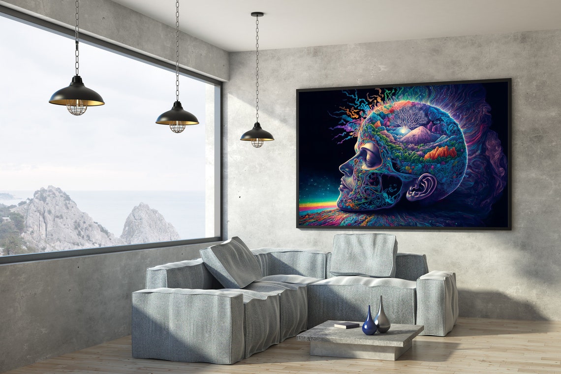 Psychedelic Cosmic Mind Head Portrait Trippy Surreal Art Poster - Image 4