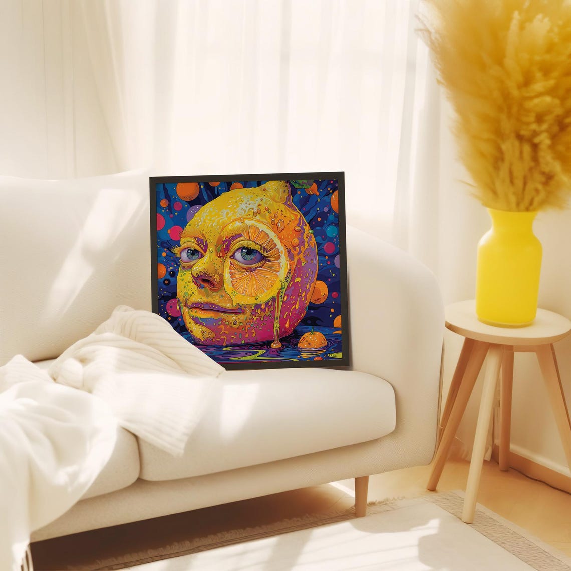 Surreal Lemon Face Human Eyes Psychedelic Juicy Fruit Art Poster - Image 4