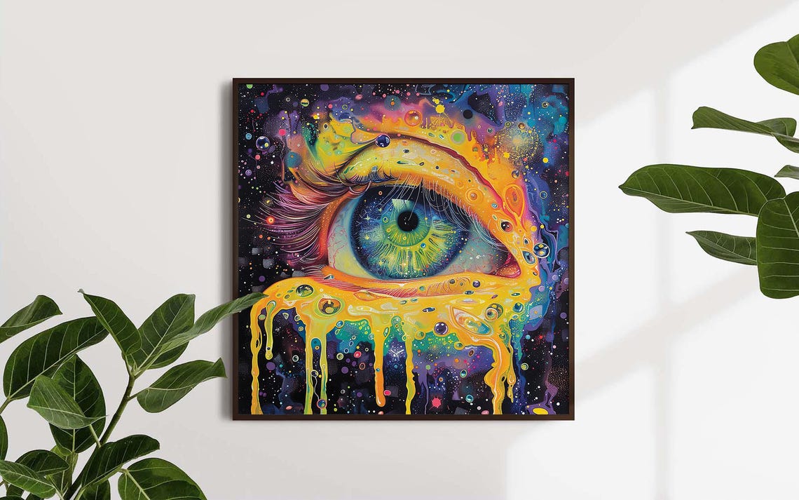Psychedelic Melting Eye Cosmic Dripping Colors Trippy Art Poster - Image 4
