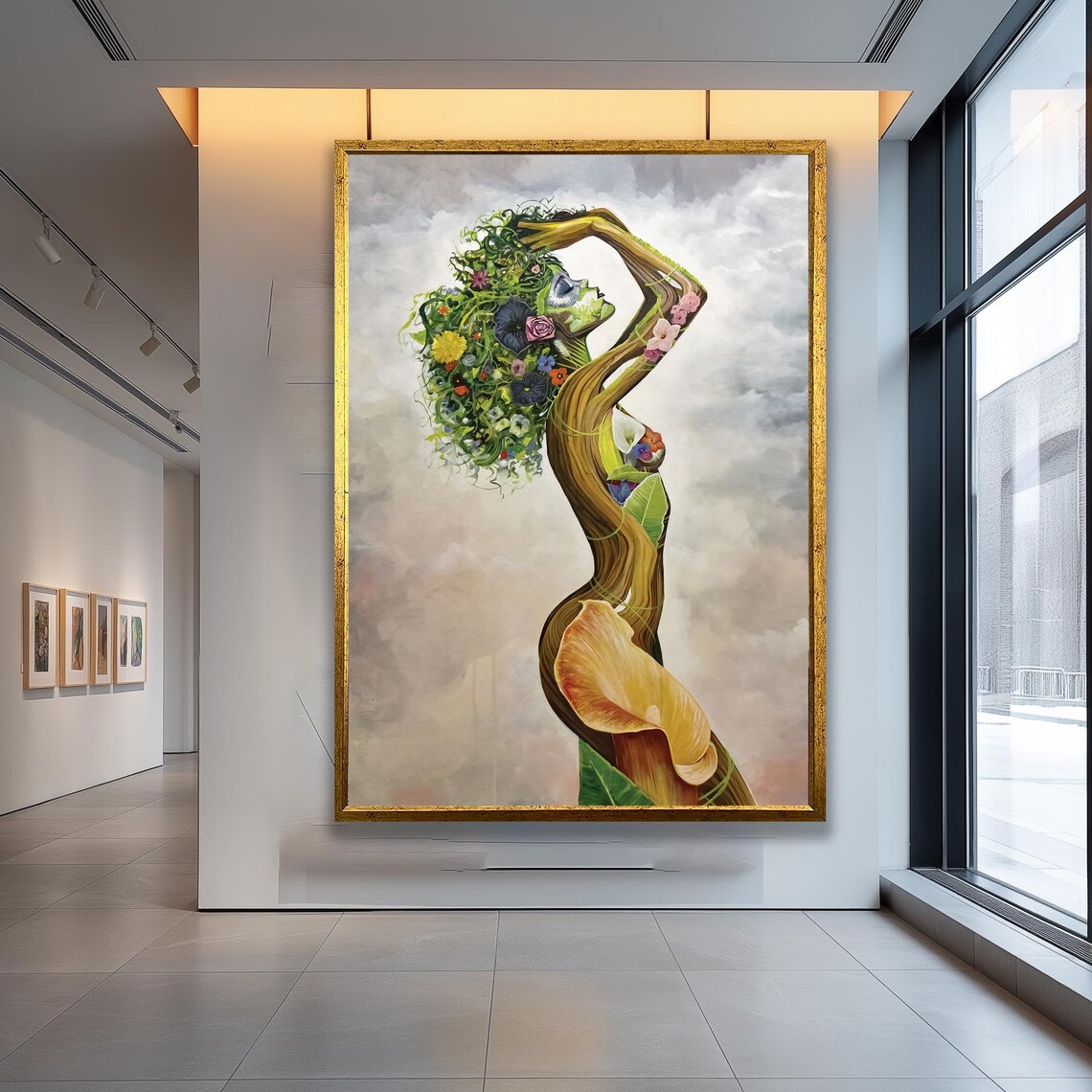 Goddess Nature Art Print, Abstract Botanical Nude