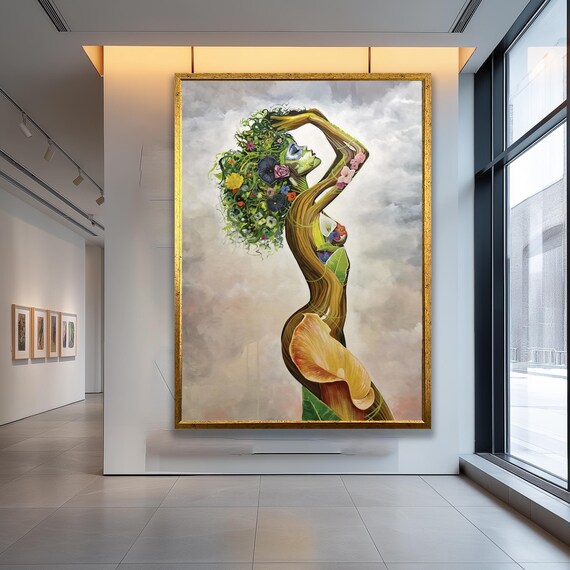 Goddess Nature Art Print, Abstract Botanical Nude