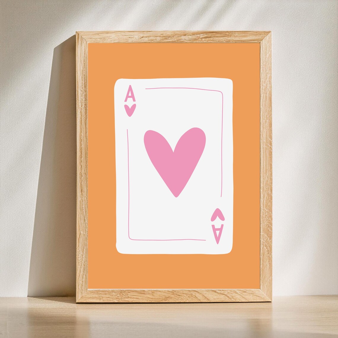 Giant Ace of Hearts Playing Card Orange Preppy Bedroom Poster