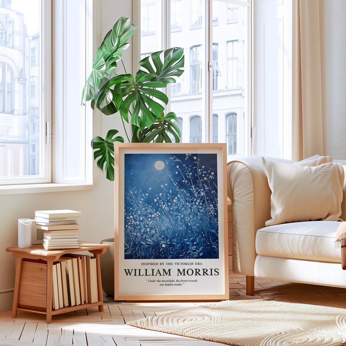 William Morris Moonlit Floral, Victorian Botanical Art Print - Image 4