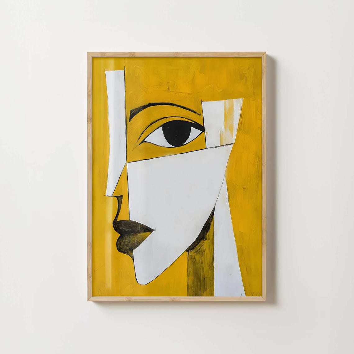 Pablo Picasso Abstract Face Poster Cubist Wall Art Modern Minimalist Portrait Yellow Home Decor - Image 3