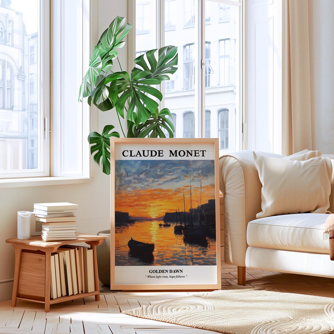 Claude Monet Wall Art Sunrise Poster Golden Light Print Impressionist Art Home Decor - Image 4
