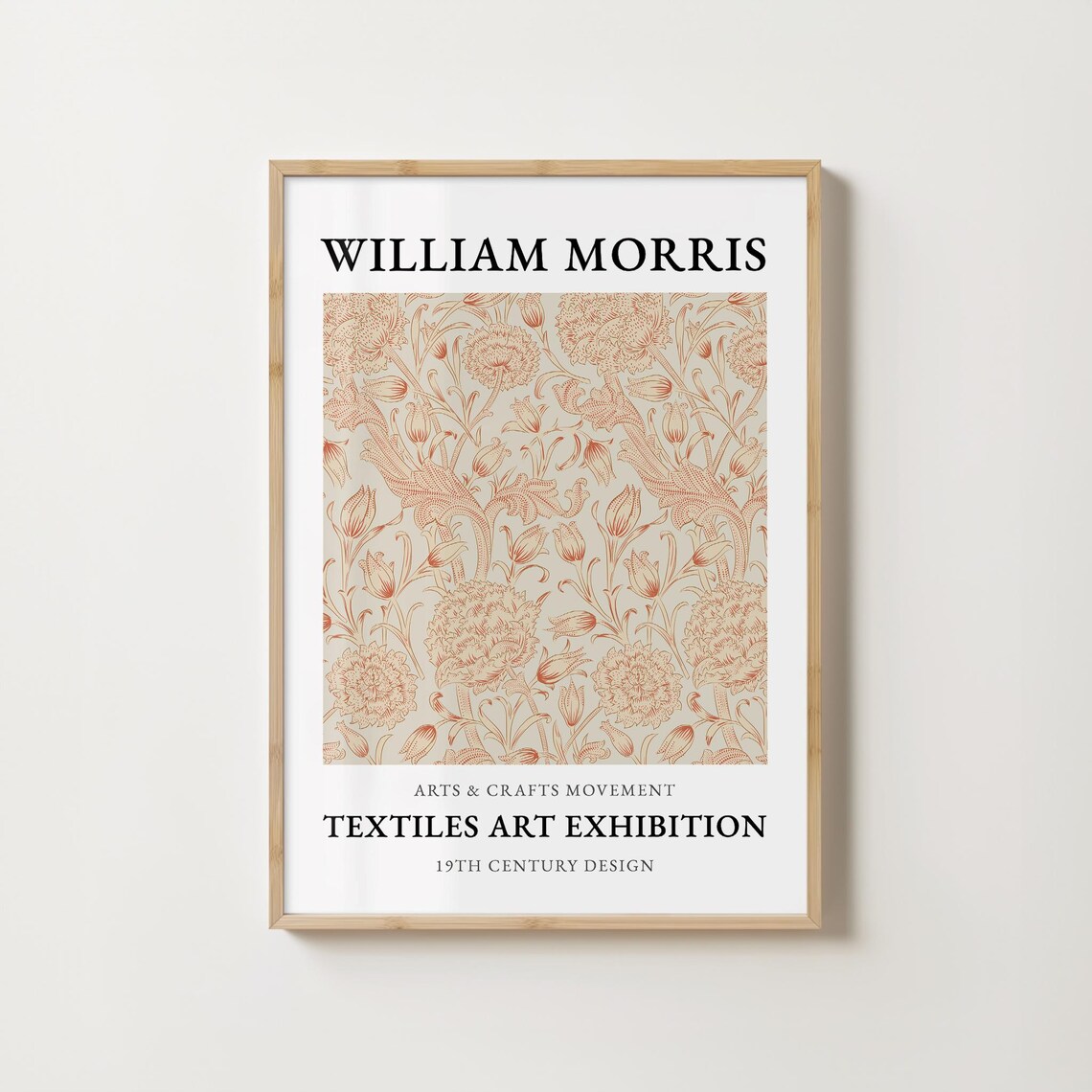 William Morris Textiles Art Exhibition Terracotta Floral Print - Image 3