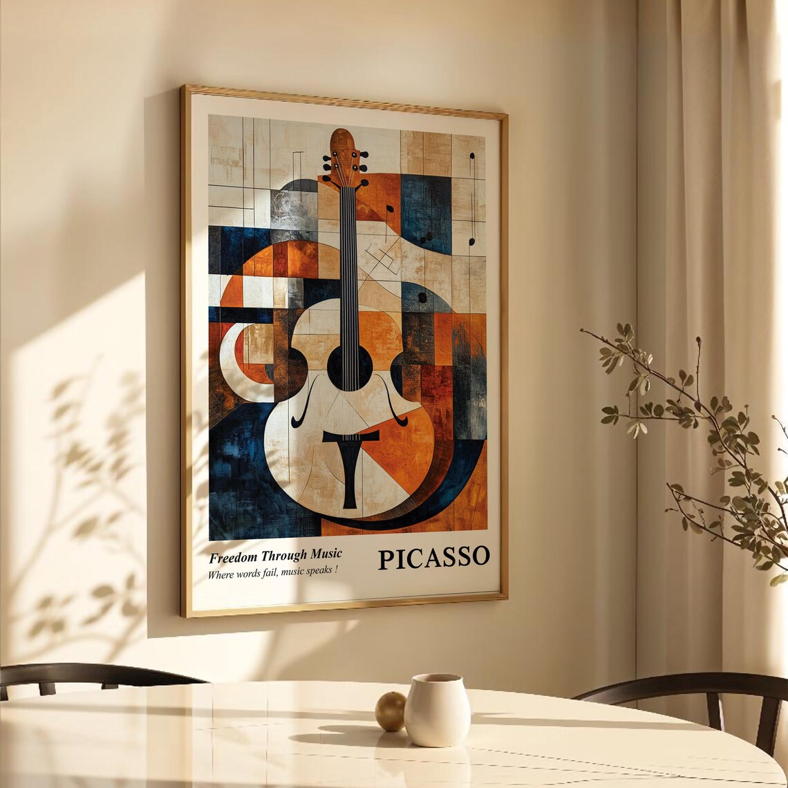 Pablo Picasso Freedom Through Music Cubist Guitar Abstract Art Poster - Image 4