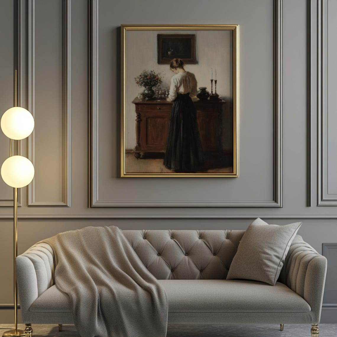 Vintage Woman Portrait Wall Art Moody Portrait Painting Woman Reading Art Print Moody Wall Art Light Academia Print Wall Art Print - Image 3