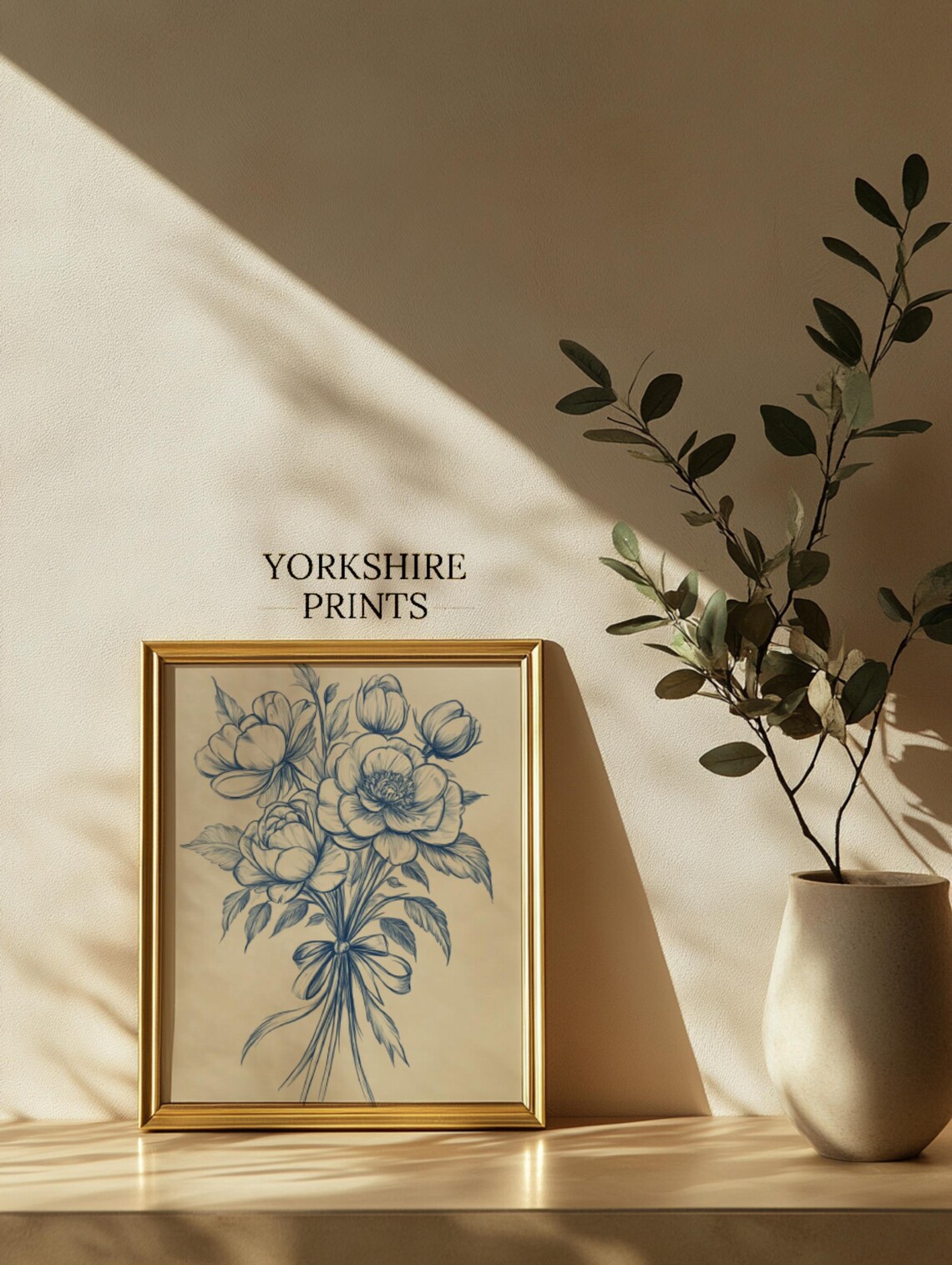 Victorian Blue Rose Bouquet Sketch Art Print, Yorkshire - Image 2
