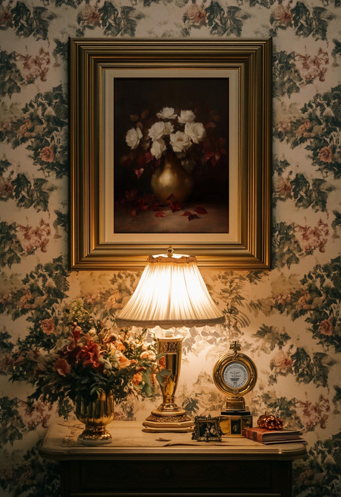 Moody Floral Print Moody Flower Painting Vintage Floral Wall Art Antique Art Print Farmhouse Wall Art Moody Botanical Oil Painting - Image 3