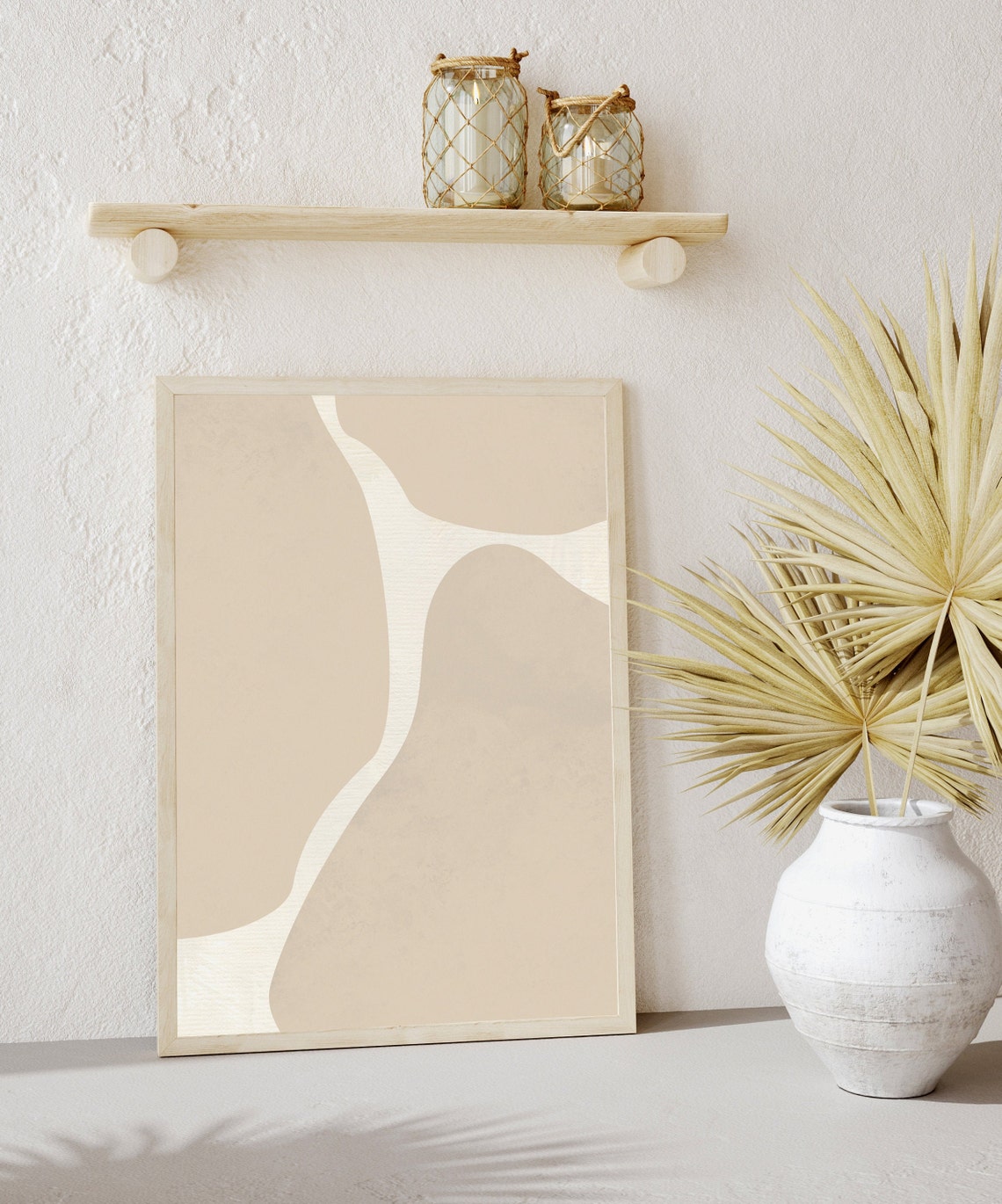 Beige Organic Shapes Cream Split Minimal Abstract Neutral Art Poster - Image 3