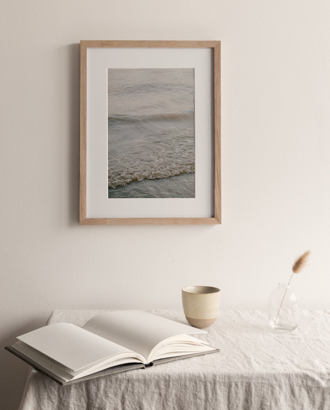 Soft Neutral Ocean Waves Minimal Coastal Water Travel Poster - Image 3
