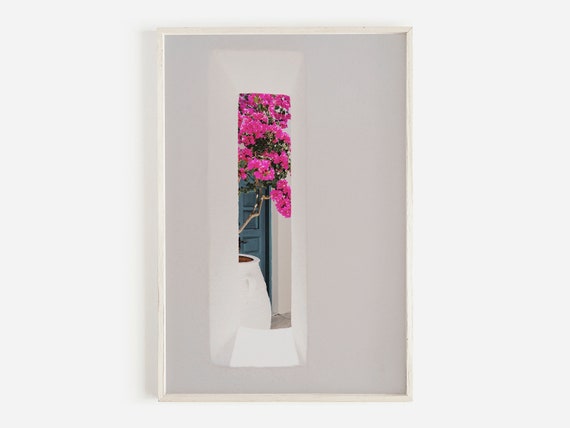 Greece Bougainvillea Floral Boho Art Print