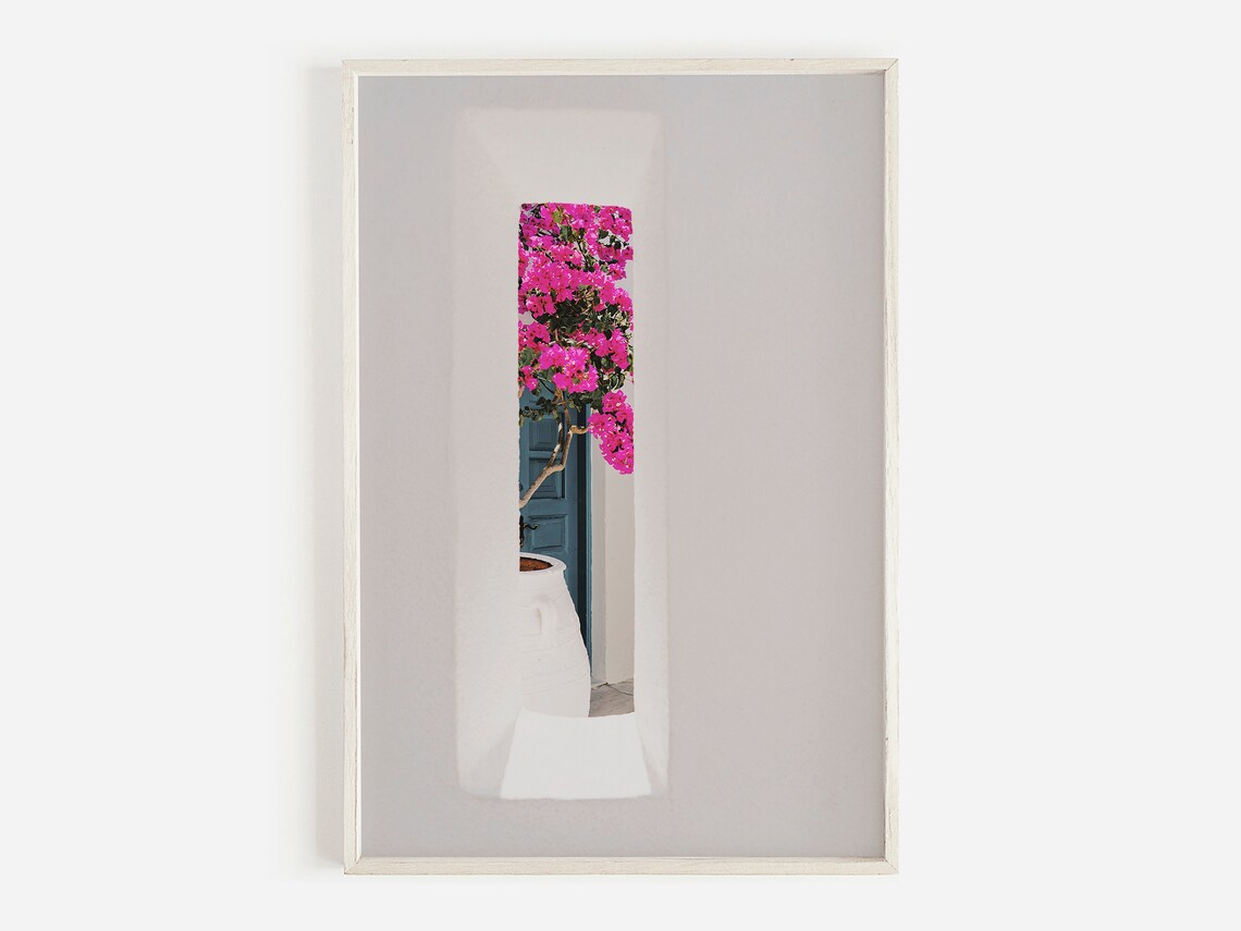 Greece Bougainvillea Floral Boho Art Print