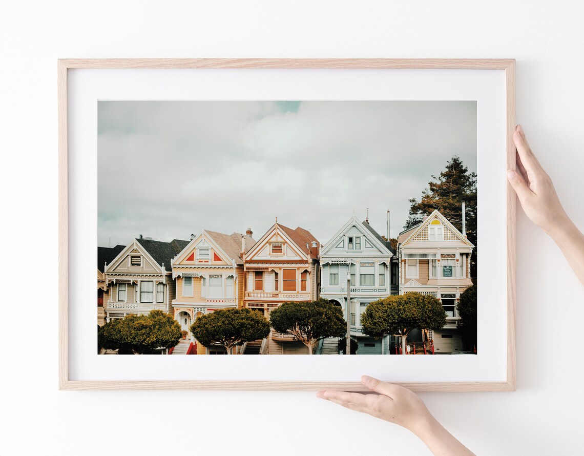 Painted Ladies San Francisco Travel Poster, Victorian Houses - Image 2