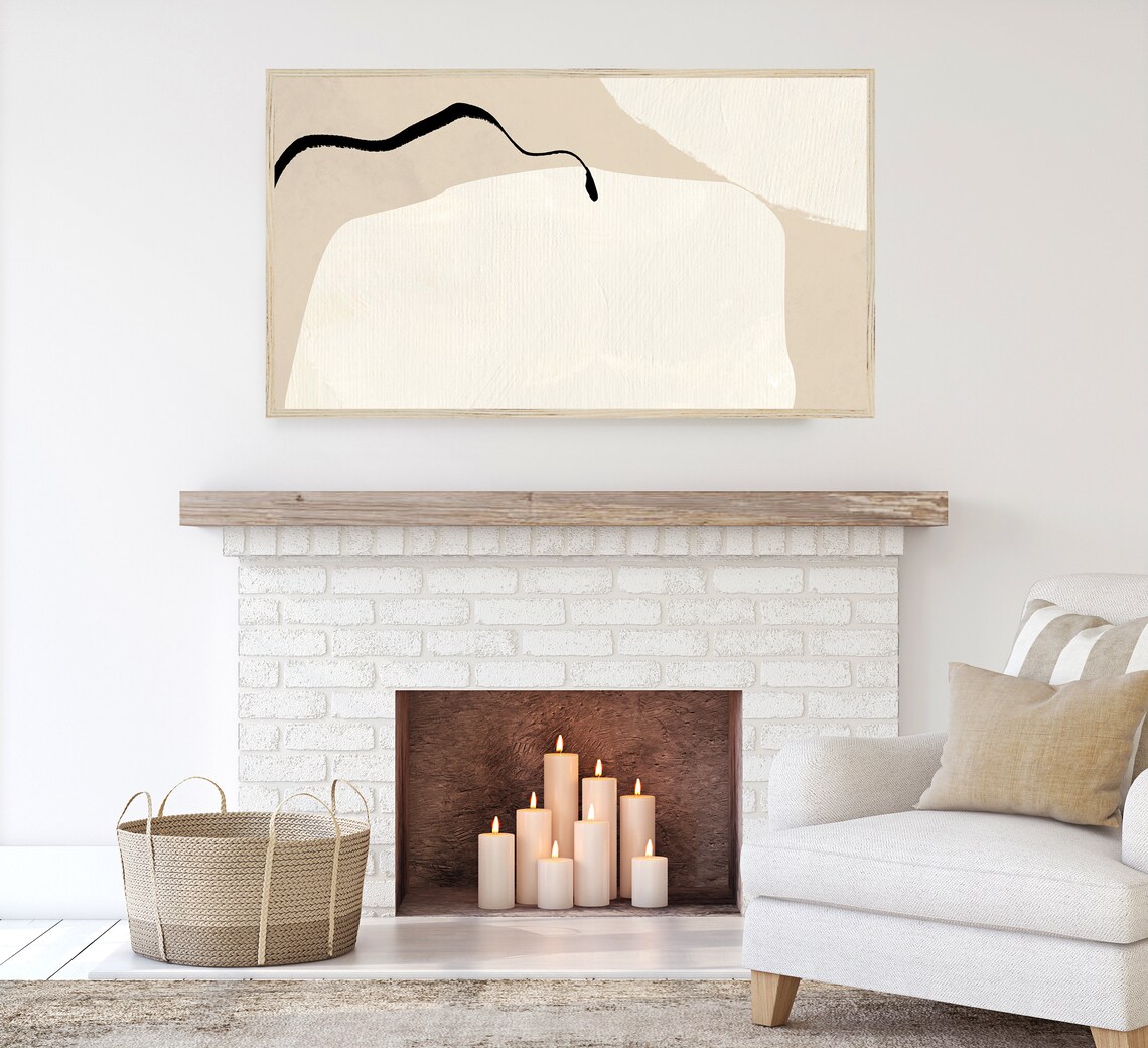 Abstract Beige Colorblock Art Print, Modern Shapes - Image 2