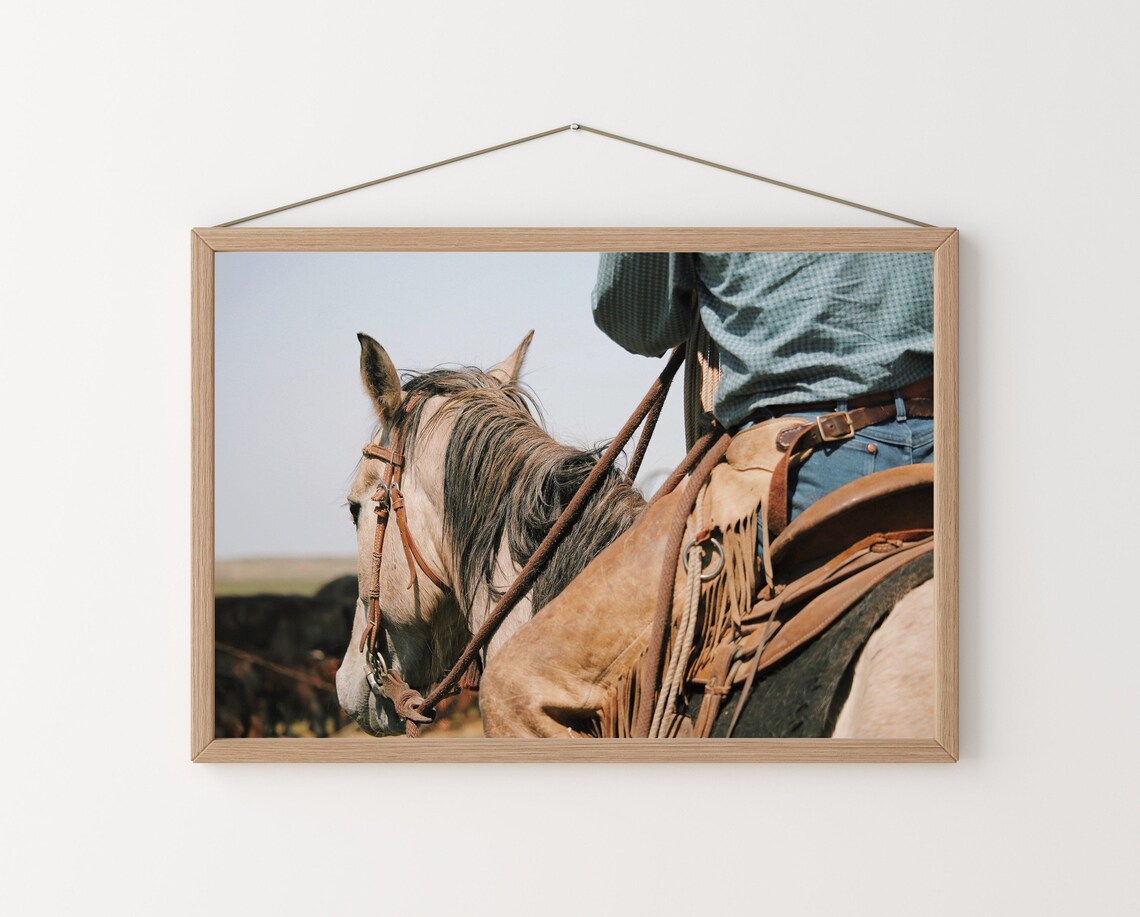 Cowboy On Horse Western Desert Horse Art Print - Image 2