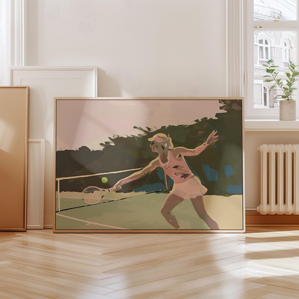 Girl Serving Tennis Ball Print Mid Century Athletics Decor Pastel Pink Poster Tennis Girl Print Preppy Tennis Poster Tennis Aesthetics - Image 4