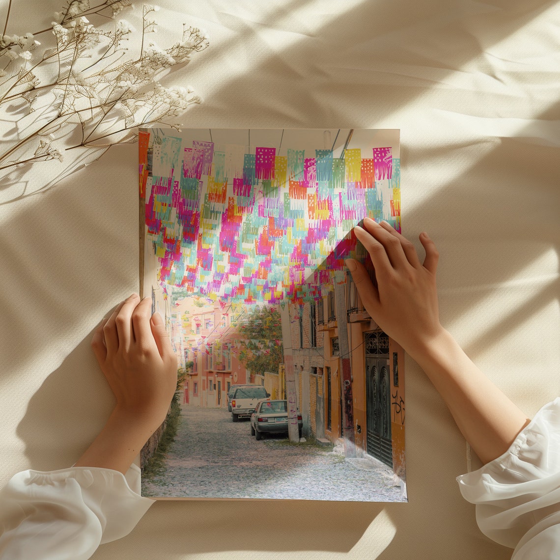 Mexico City Street Colorful Papel Picado Flags Festive Old Town Poster - Image 3