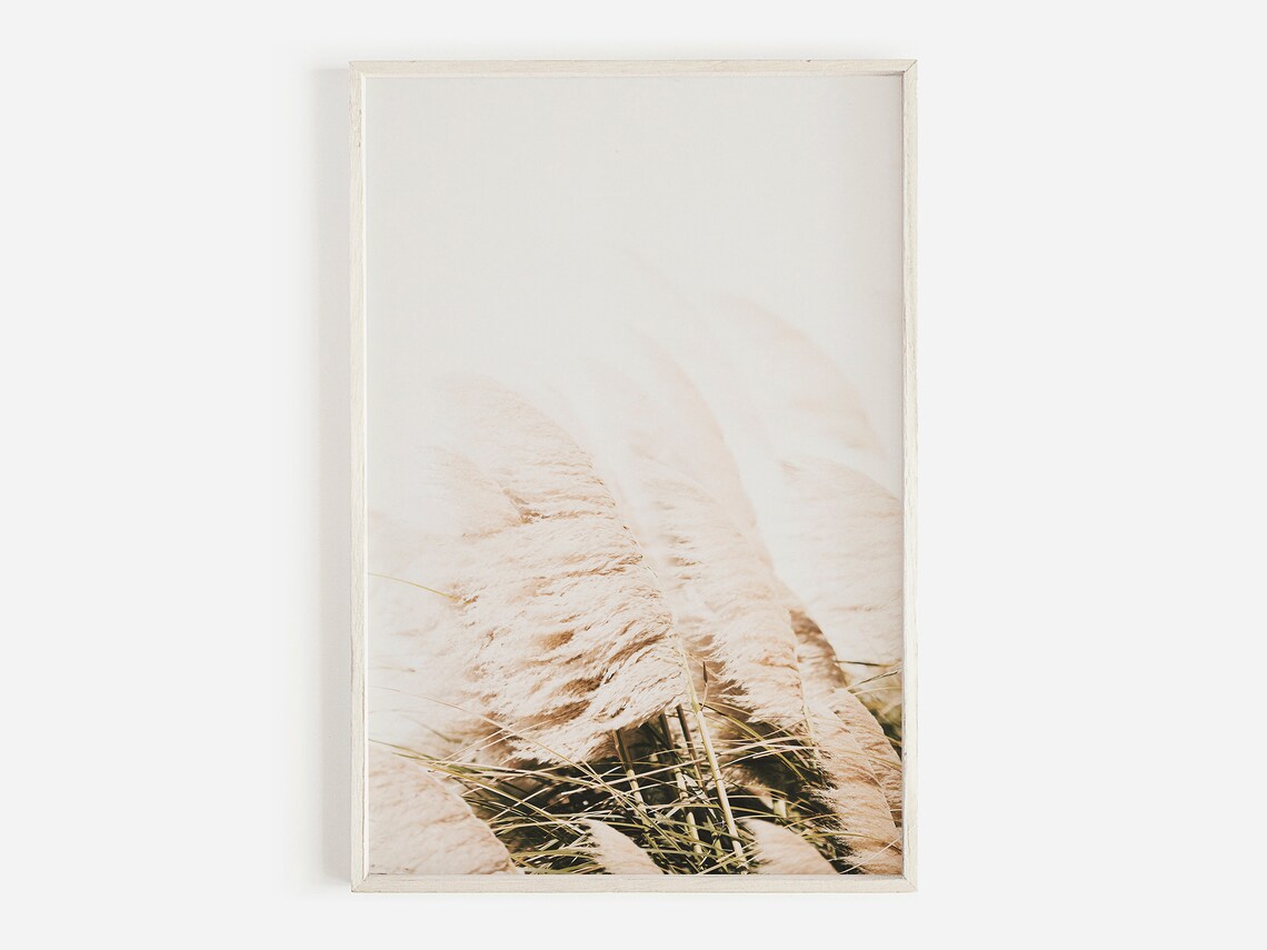 Boho Pampas Grass Neutral Botanical Art Print