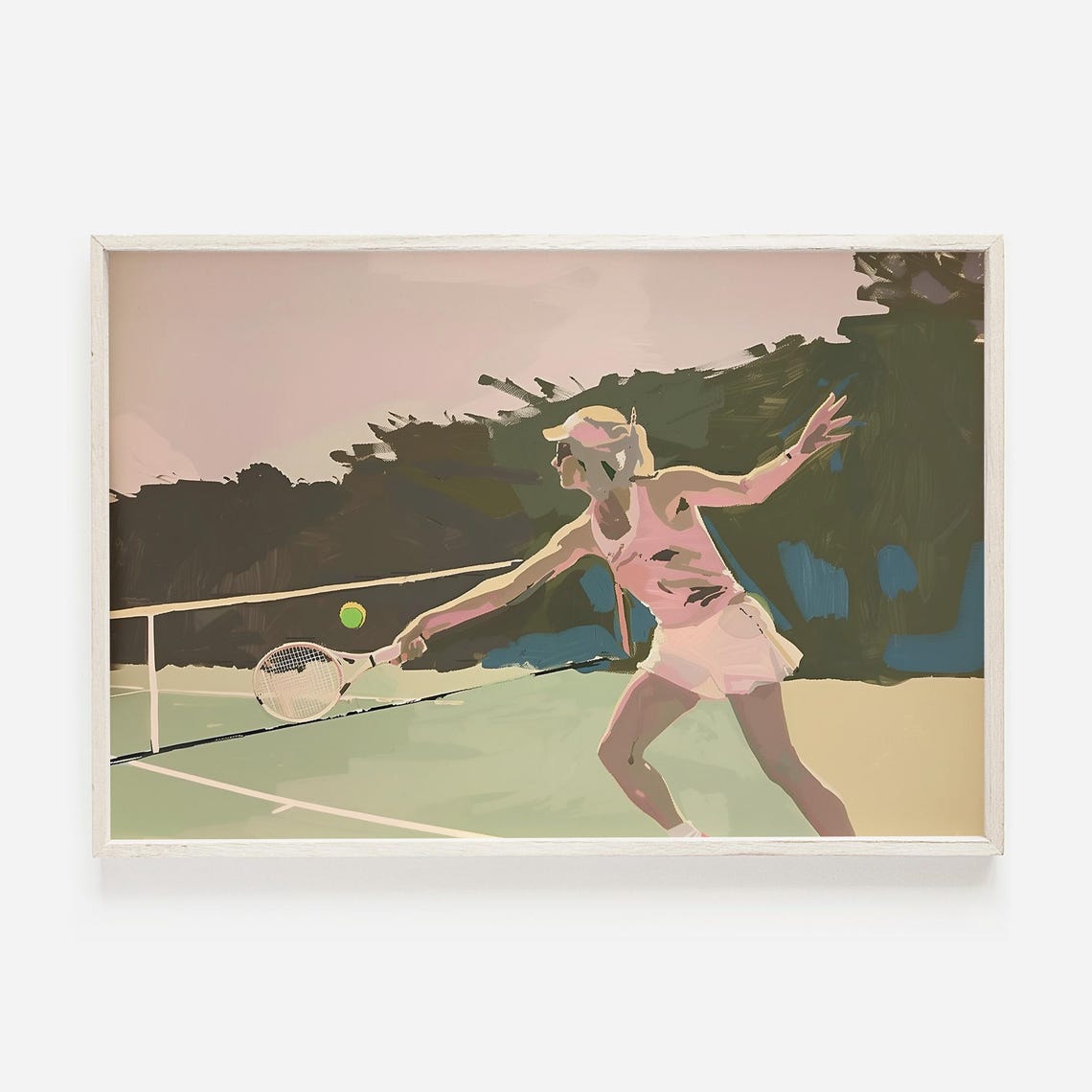 Girl Serving Tennis Ball Print Mid Century Athletics Decor Pastel Pink Poster Tennis Girl Print Preppy Tennis Poster Tennis Aesthetics