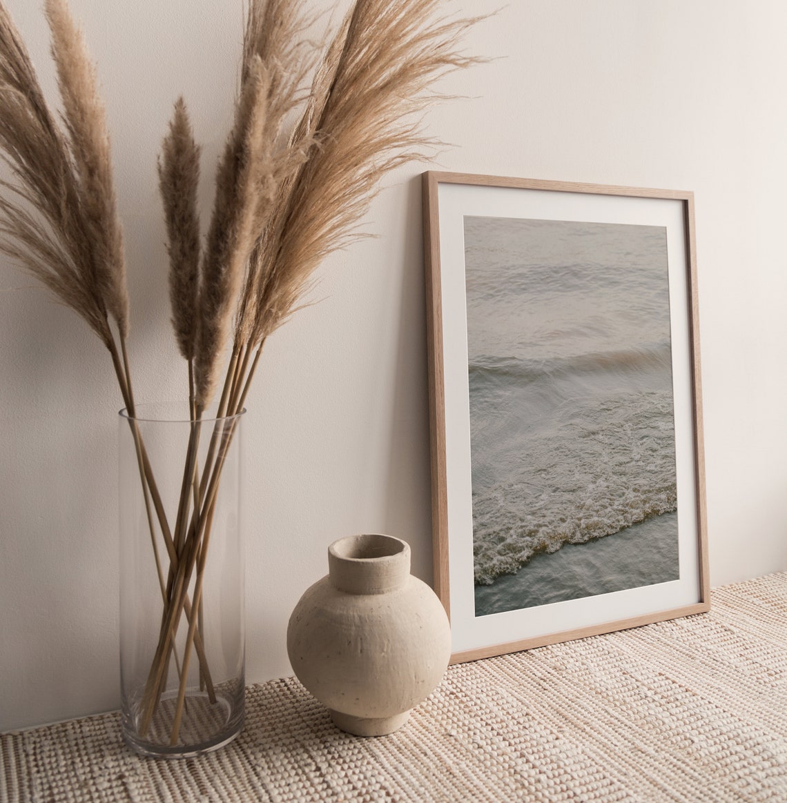 Soft Neutral Ocean Waves Minimal Coastal Water Travel Poster - Image 2