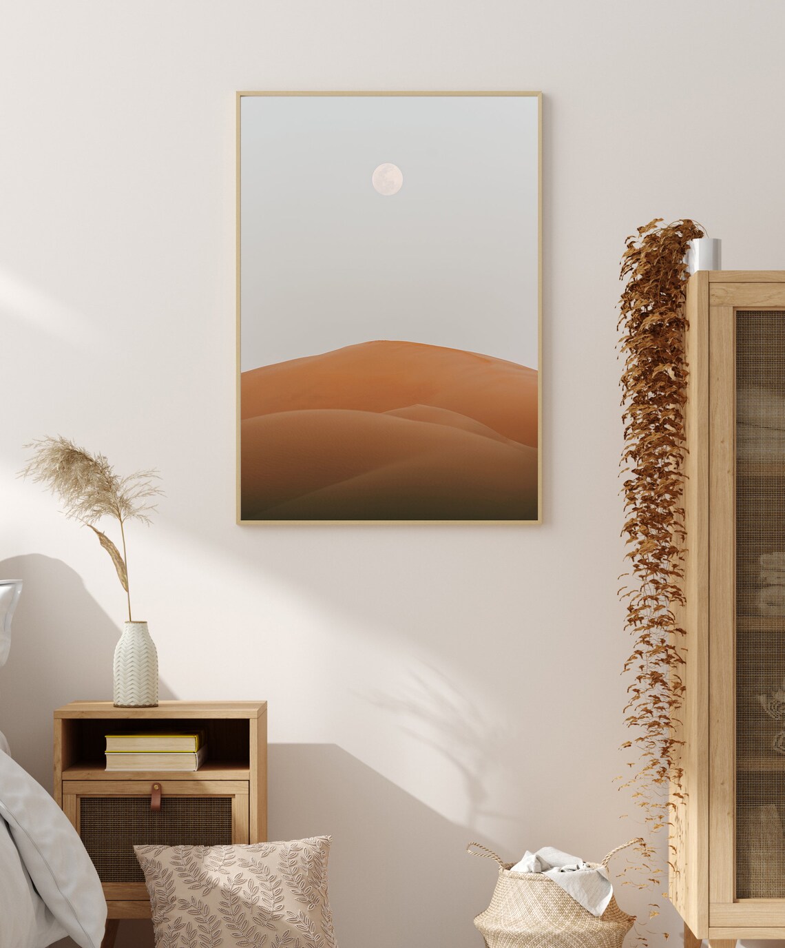 Desert Wall Art Moroccan Moon Print Boho Wall Art Desert Art Morocco Landscape Boho Desert Landscape Print - Image 3