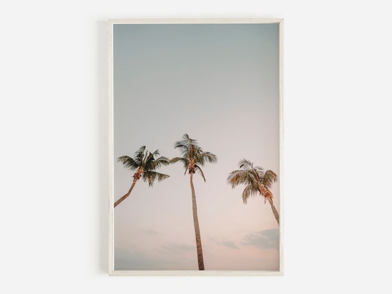 Pastel Beach Print Palm Tree Print Tropical Art Beach Photography Coastal Wall Decor