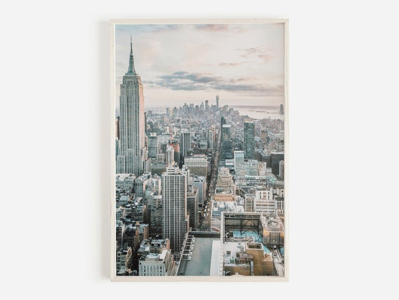 New York City Skyline, Pastel Sky Art Print