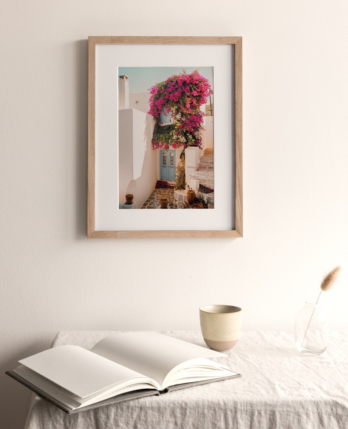 Santorini Bougainvillea Greek Island Art Print - Image 4