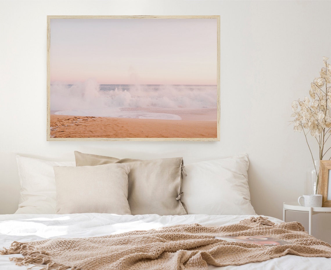 Pastel Sunset Waves Golden Beach Soft Foam Ocean Travel Poster - Image 2