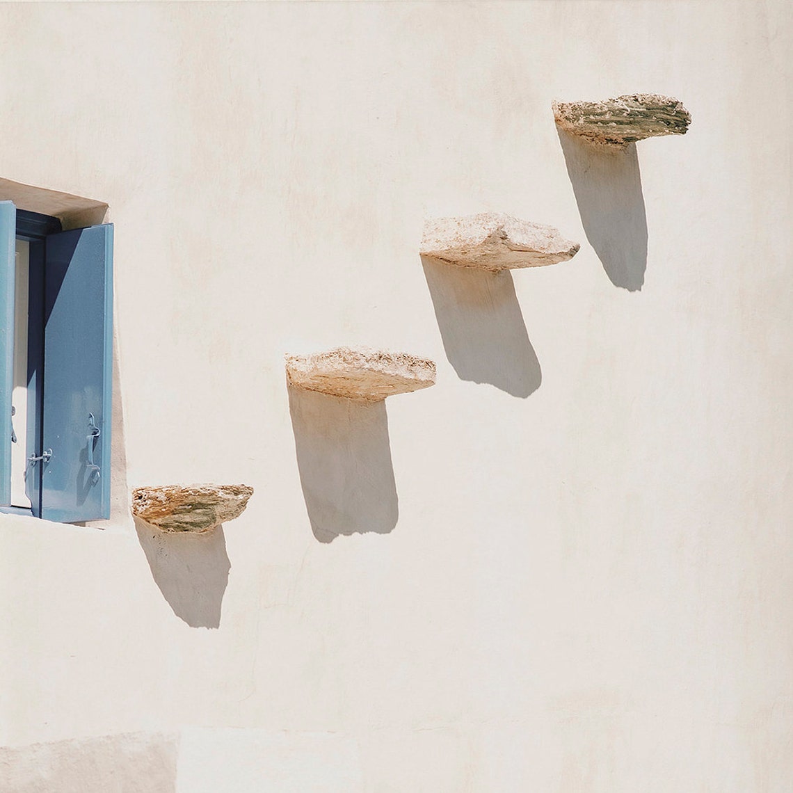 Greece Whitewashed Wall Blue Window Minimal Architecture Travel Poster - Image 3
