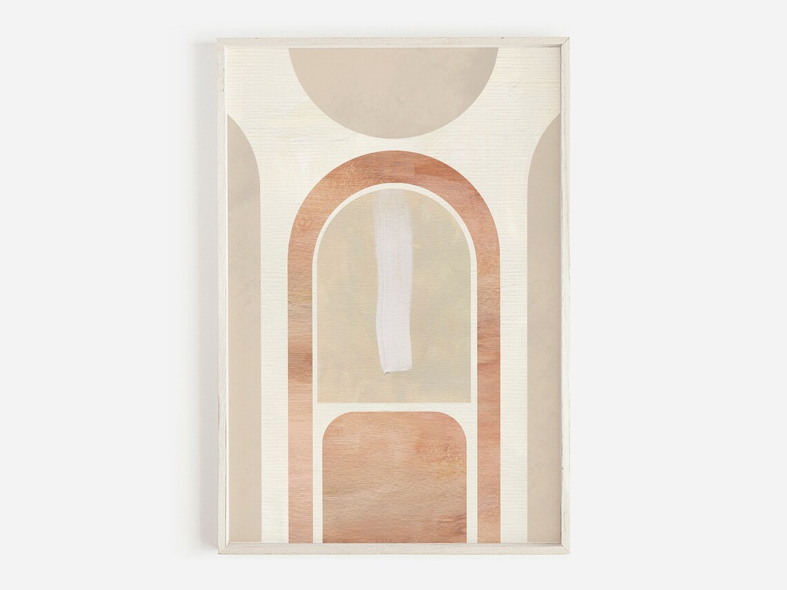 Terracotta Arch Geometric Mid Century Cream Modern Abstract Art Poster
